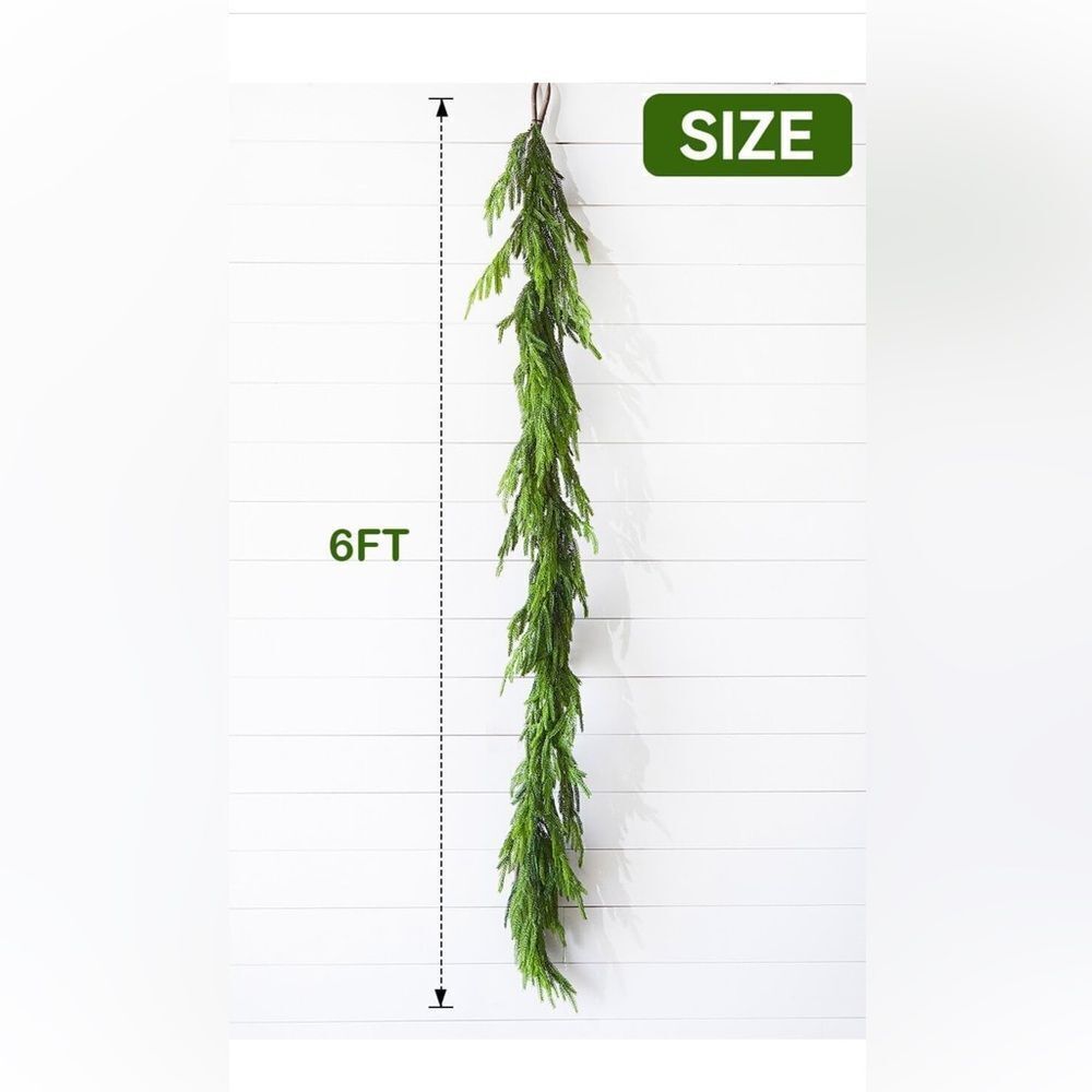 NWOT Real Touch Norfolk Pine Christmas Garland Artificial Green Holiday - Picture 9 of 9